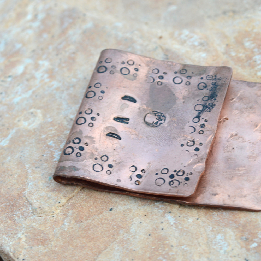 Dad Skull Rustic Money Clip Copper Hand Stamped - Picture 2 of 4
